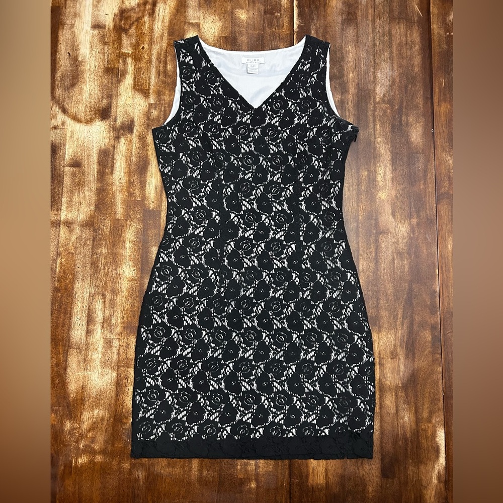 Pure Alfred Sung Black Lace Midi Dress.
